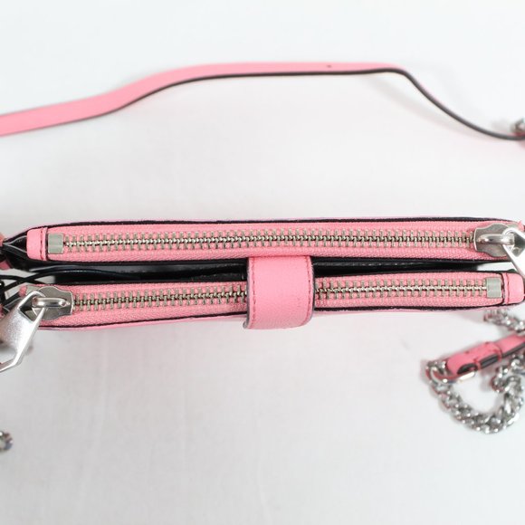 Rebecca Minkoff Leather Crossbody Bifold Wallet On A Chain - Pink - Picture 4 of 5